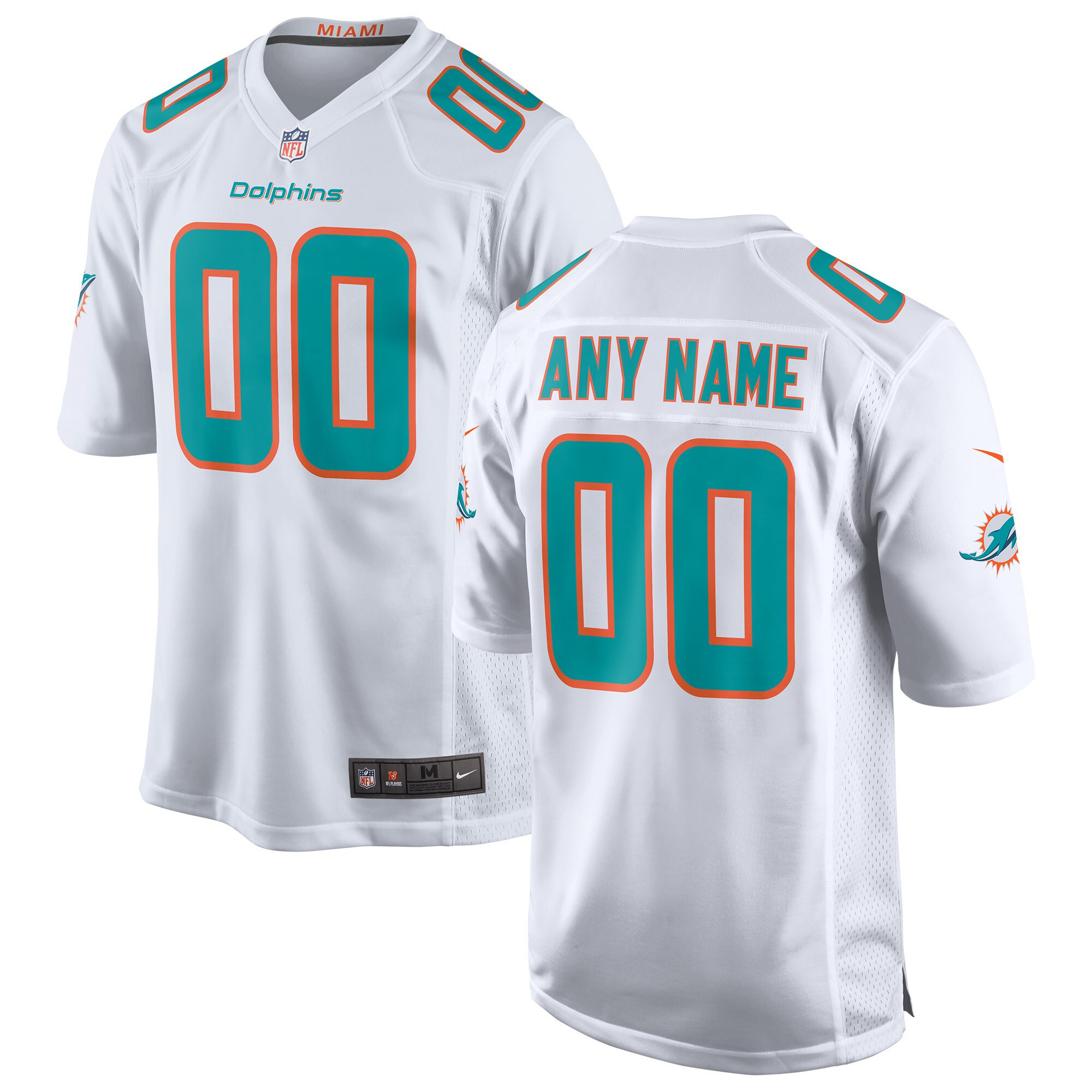 Miami Dolphins Custom White Jersey - All Stitched 