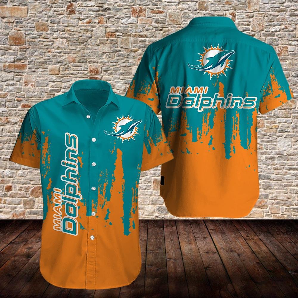 Miami Dolphins Distressed Hawaiian Shirt