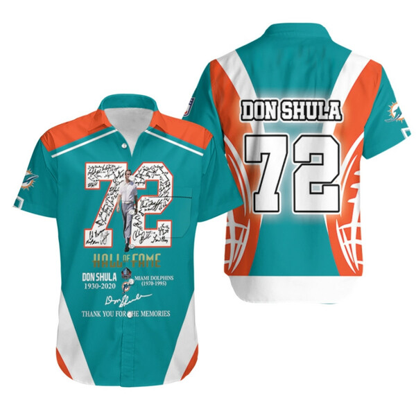 Miami Dolphins Don Shula Hall Of Fame Thank You For The Memories For Dolphins Fans Hawaiian Shirt