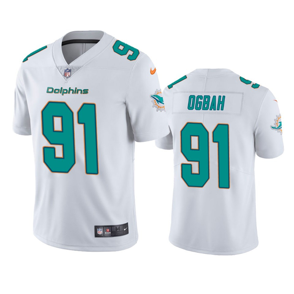 Miami Dolphins Emmanuel Ogbah 91 White Vapor Untouchable Limited Stitched Jersey