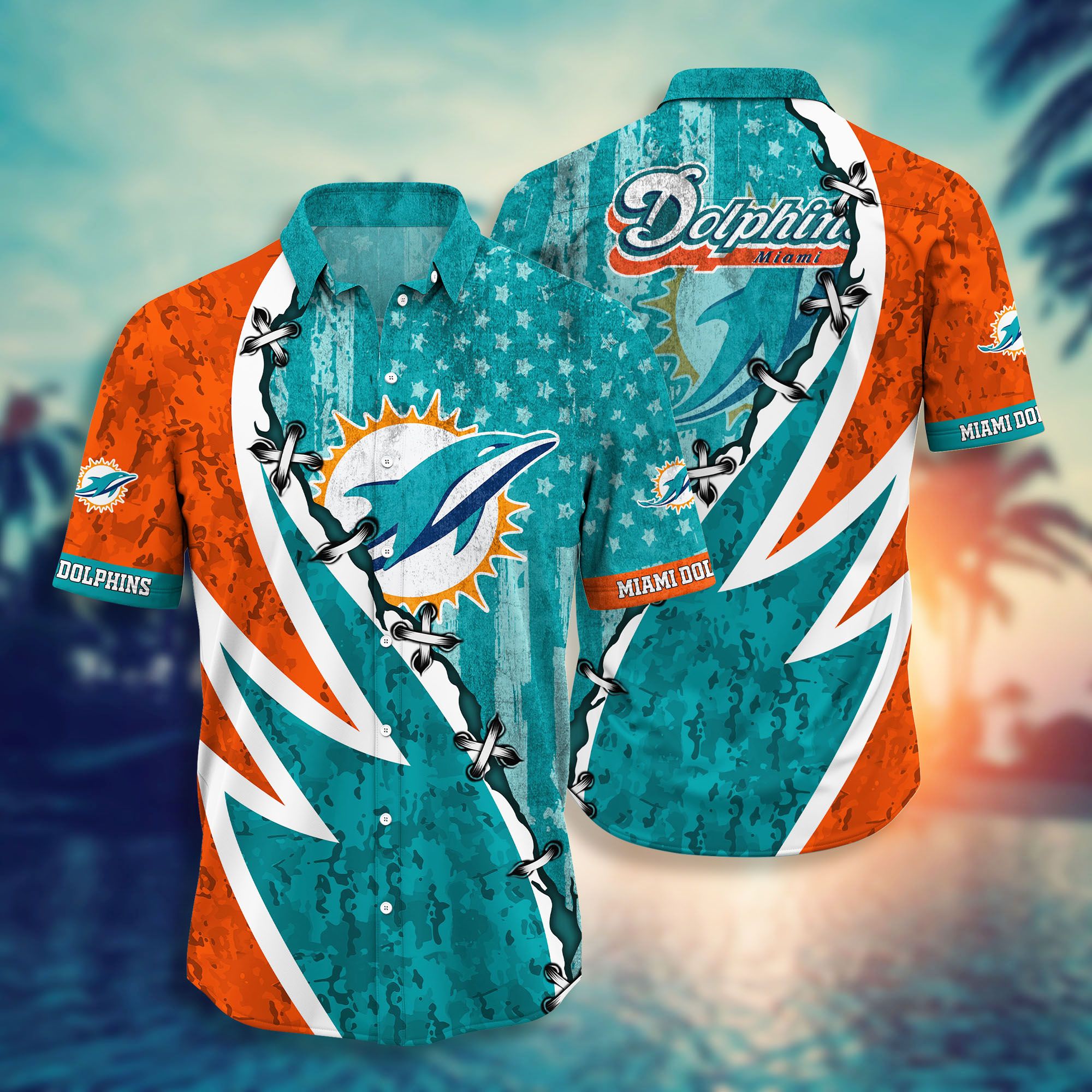 Miami Dolphins Flag American Hawaiian Shirt