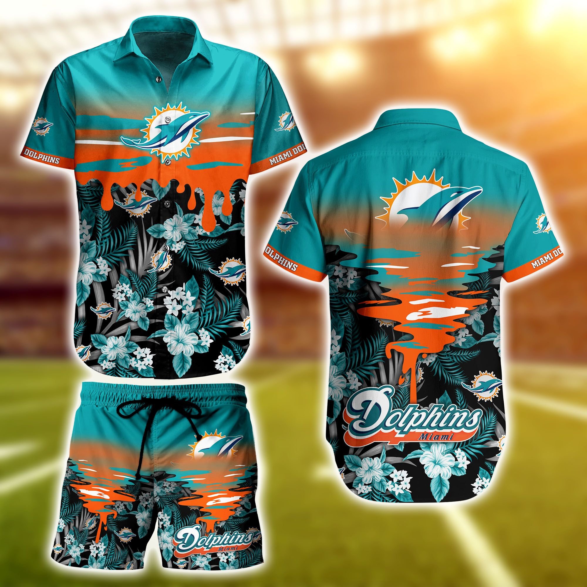 Miami Dolphins Floral Hawaiian Shirt