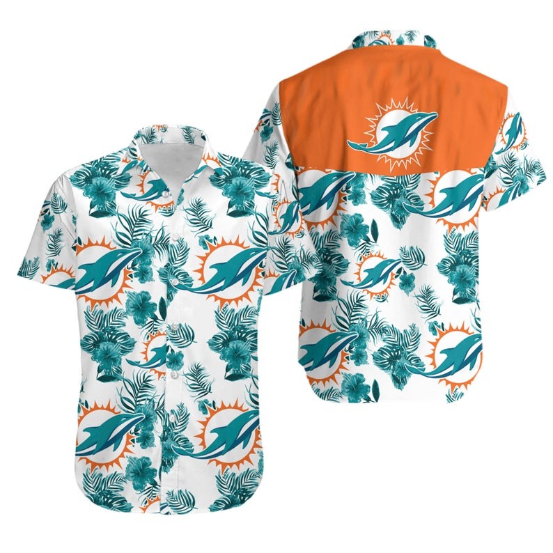 Miami Dolphins Flower Floral Hawaiian Shirt