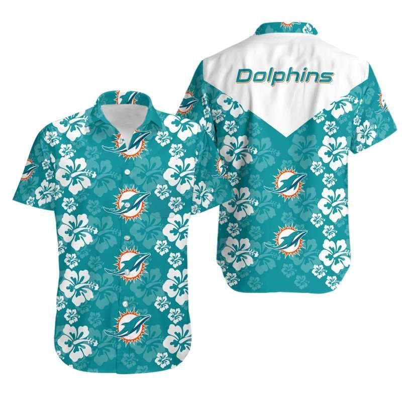 Miami Dolphins Flowers Hawaiian Shirt