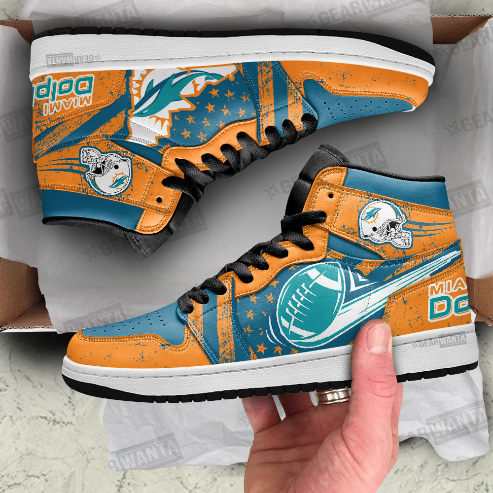 Miami Dolphins Football Team J1 Shoes For Fans Sneakers, Air Jordan Hightop