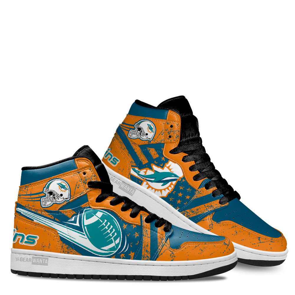Miami Dolphins Football Team J1 Shoes For Fans Sneakers, Air Jordan Hightop