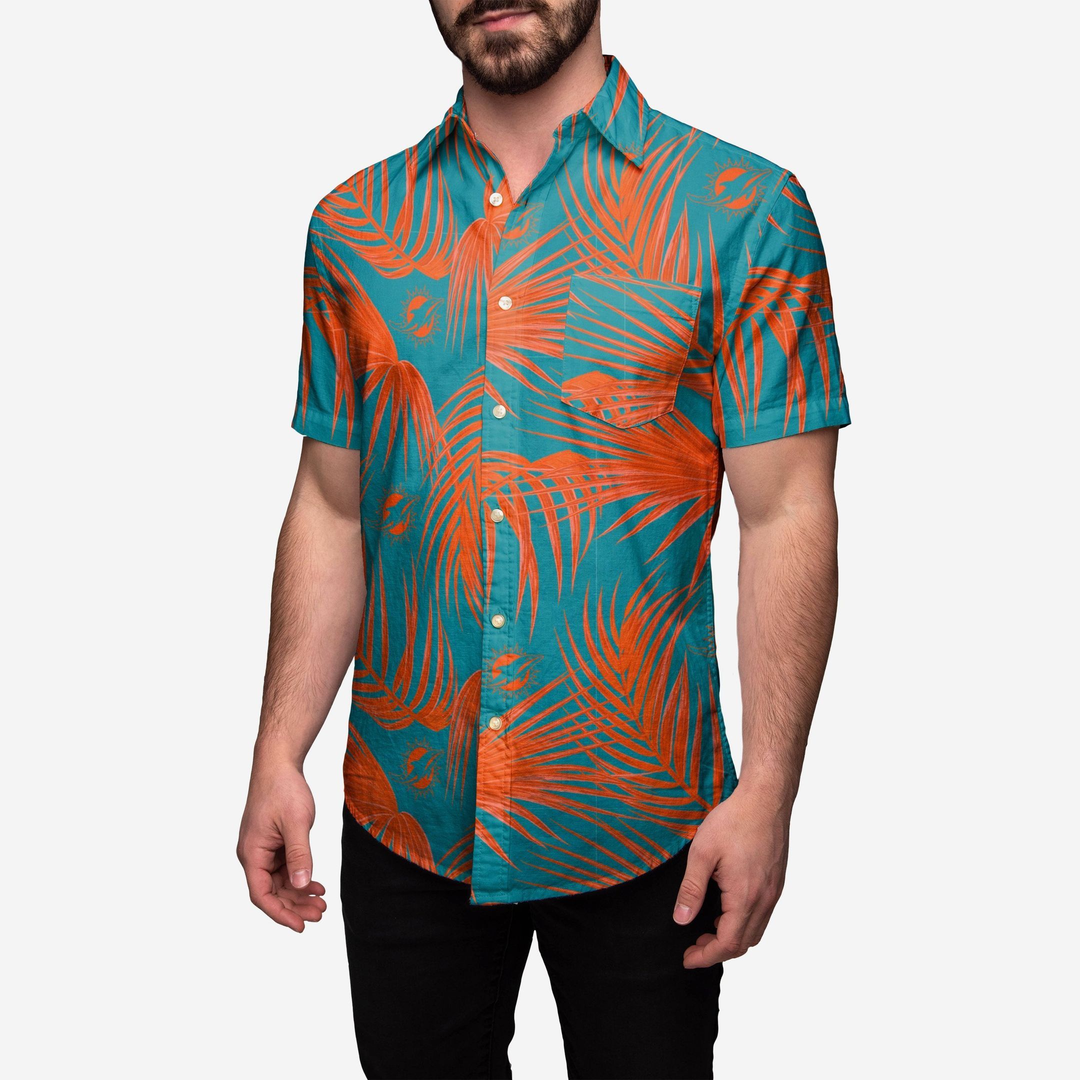 Miami Dolphins Hawaiian Aloha Button Up Shirt Hawaiian Beach