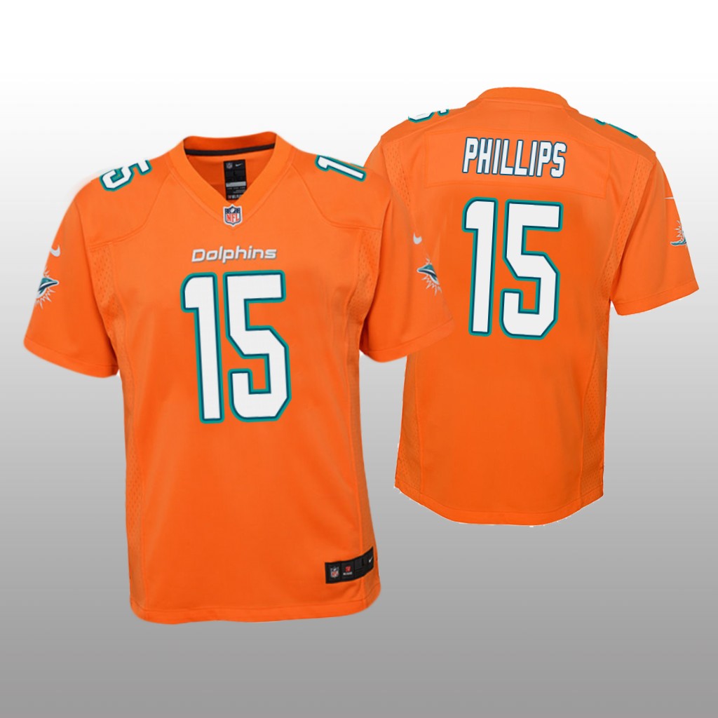 Miami Dolphins Jaelan Phillips Orange Jersey Color Rush Game - Youth