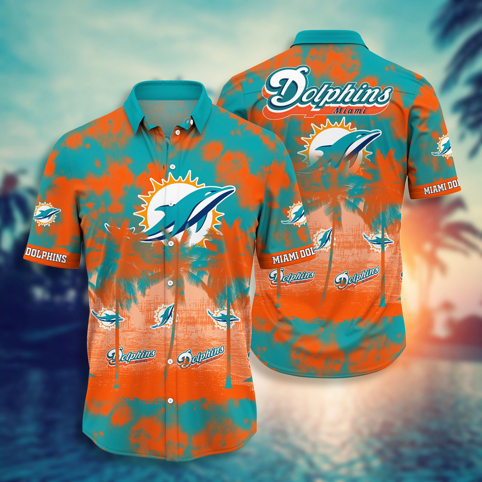 Miami Dolphins Many Logo Hawaiian Shirt