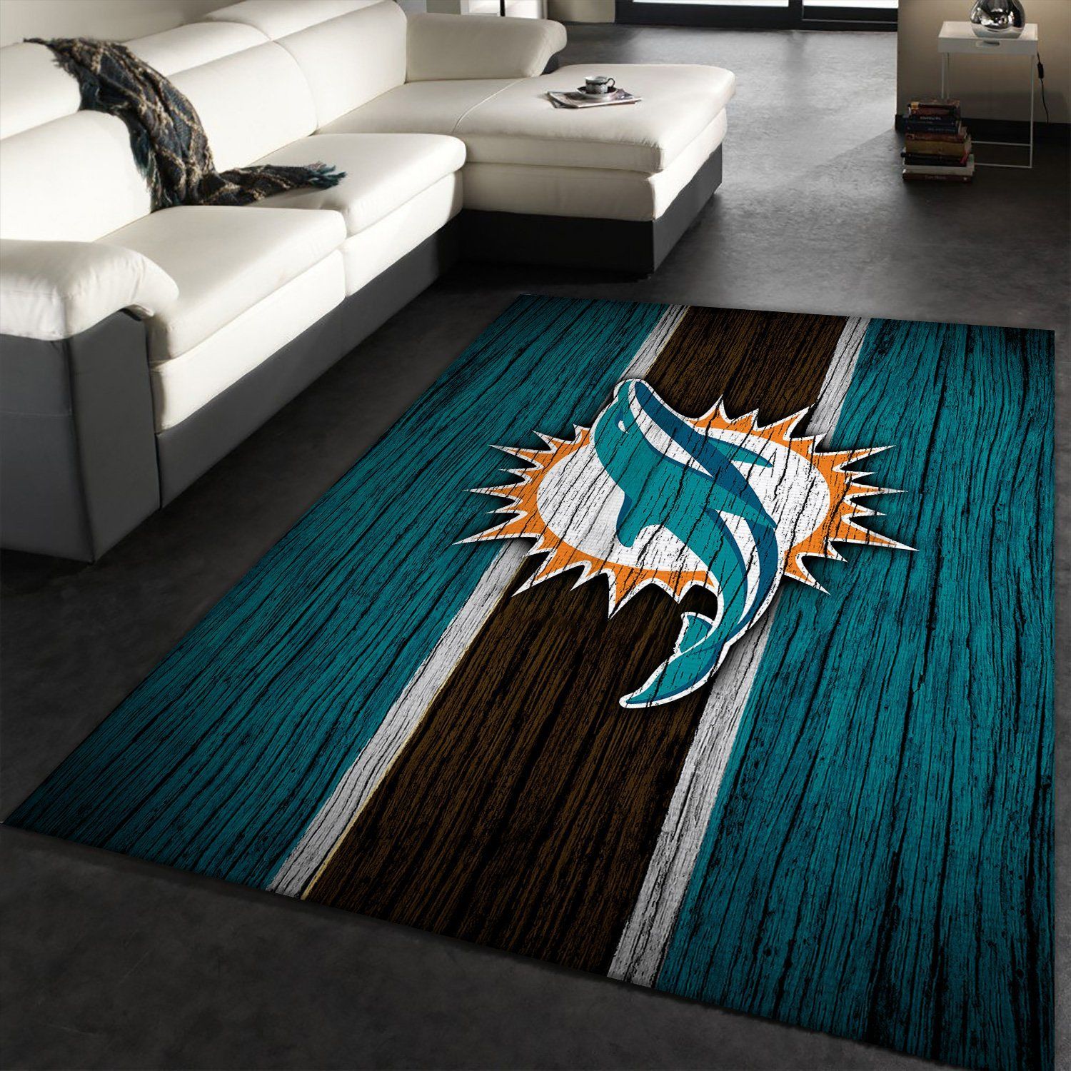 Miami Dolphins NFL Rectangle Rug – Custom Size And Printing