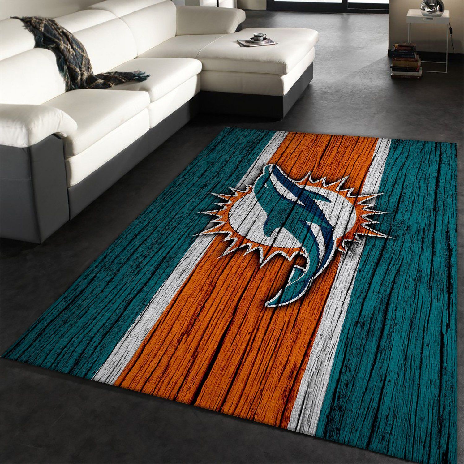 Miami Dolphins NFL Sport Rectangle Rug – Custom Size And Printing