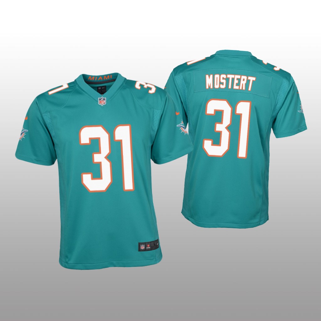 Miami Dolphins Raheem Mostert Aqua Jersey Game - Youth