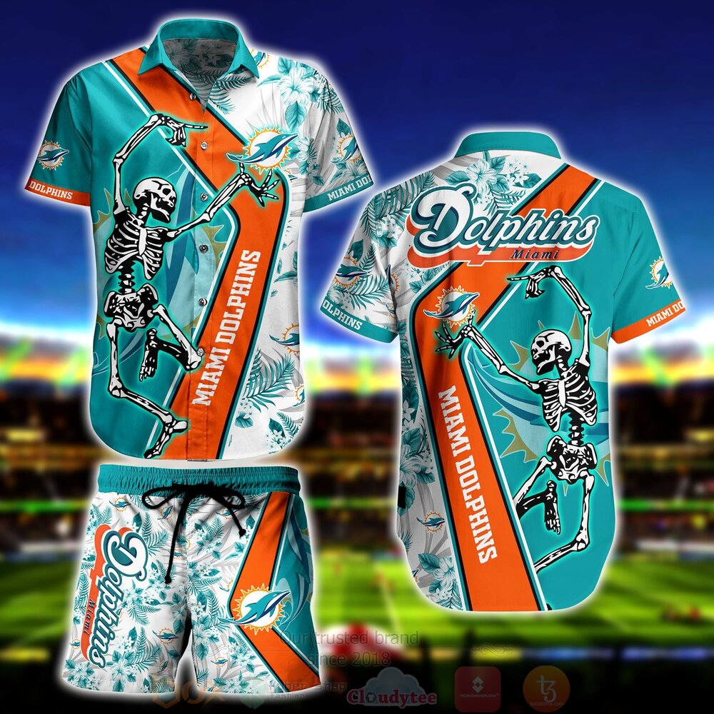 Miami Dolphins Skeleton Hawaiian Shirt