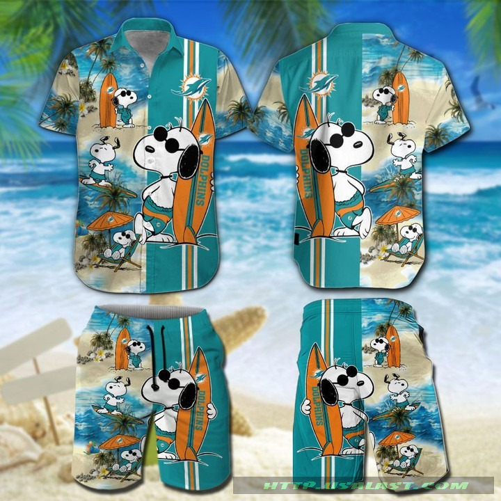 Miami Dolphins Snoopy Surfing Hawaiian Shirt
