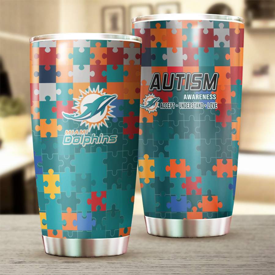 Miami Dolphins Stainless Steel Insulated Tumbler Cup, Miami Dolphins Autism Father 039;S Day Gifts, Mother 039;S Day Giftweekly Outfits Brand