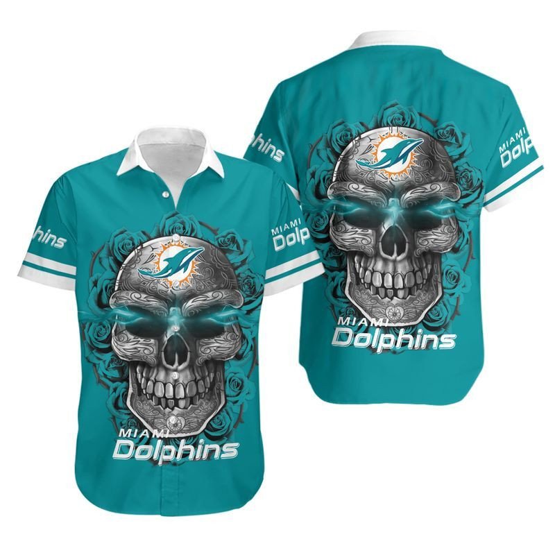 Miami Dolphins Sugar Skull Hawaiian Shirt