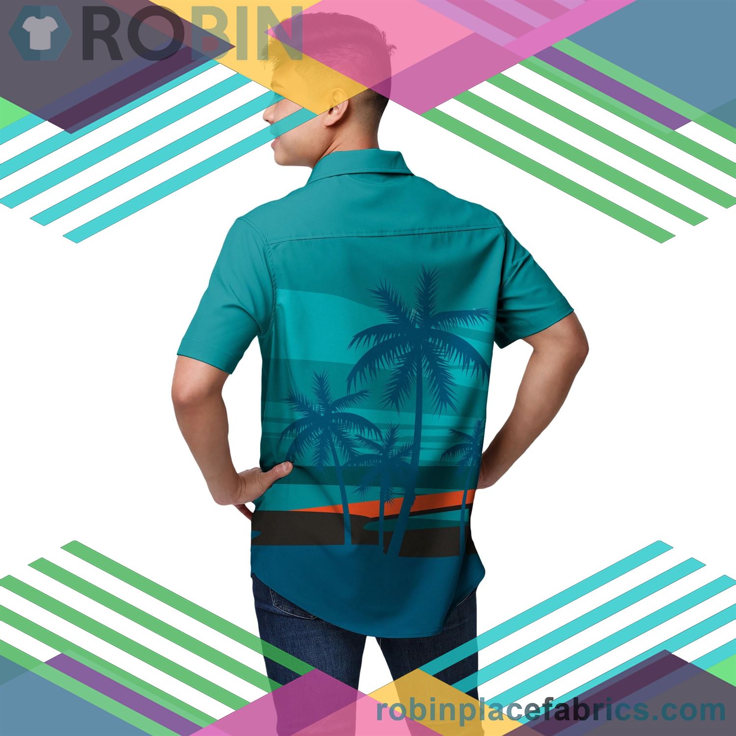 Miami Dolphins Sunset Up Hawaiian Shirt