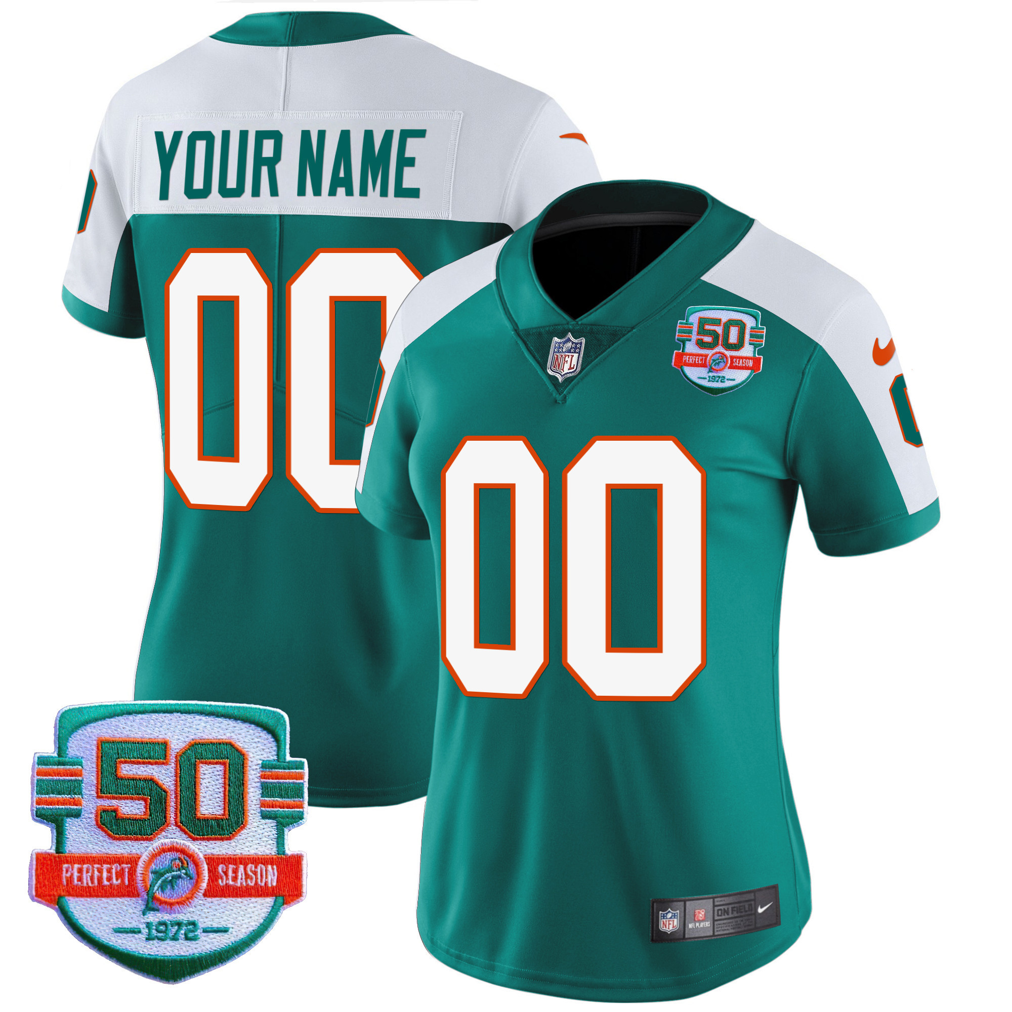 Miami Dolphins Throwback Vapor Custom Alternate Jersey - All Stitched 