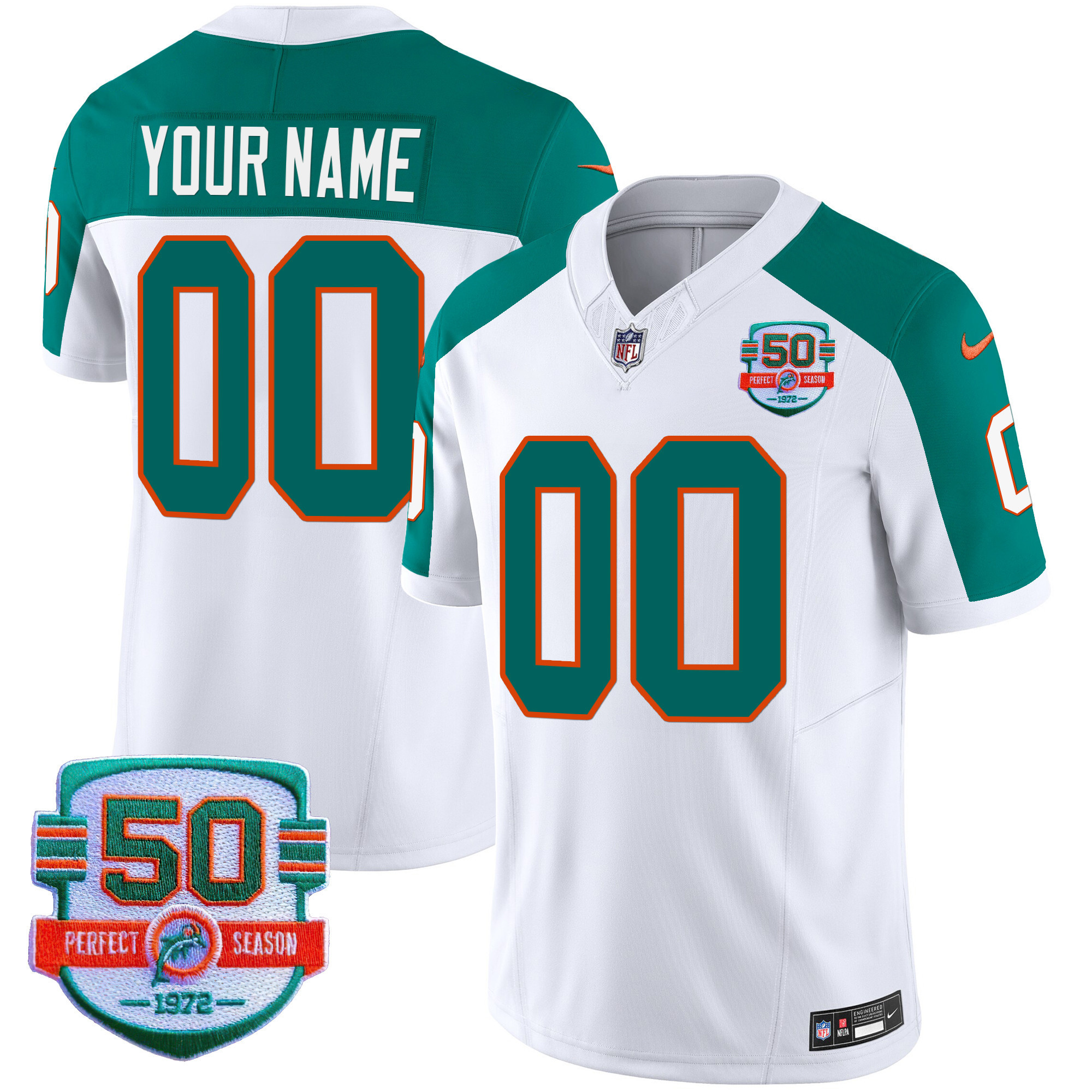 Miami Dolphins Throwback Vapor Custom Inverted Jersey - All Stitched 