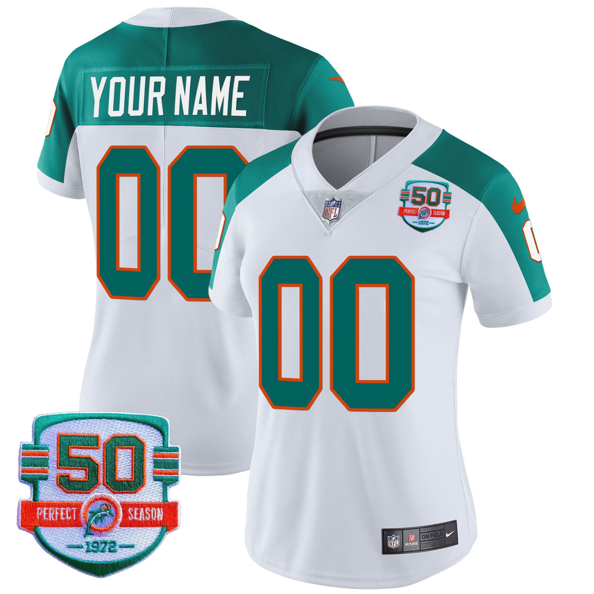 Miami Dolphins Throwback Vapor Custom Inverted Jersey - All Stitched 