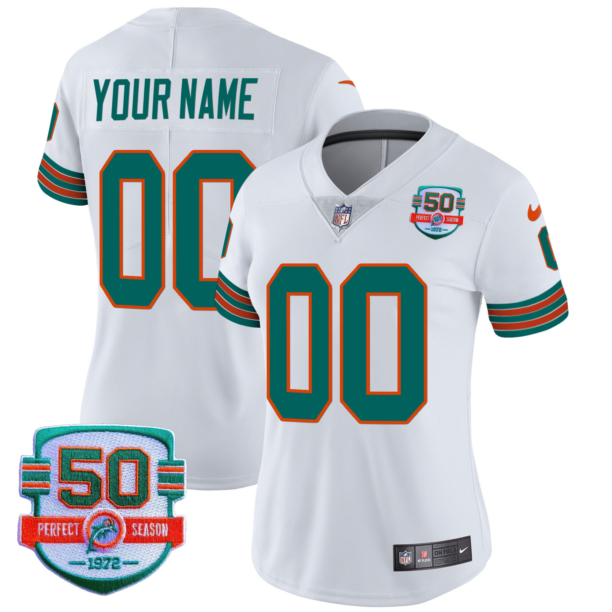 Miami Dolphins Throwback Vapor Custom White Jersey - All Stitched 
