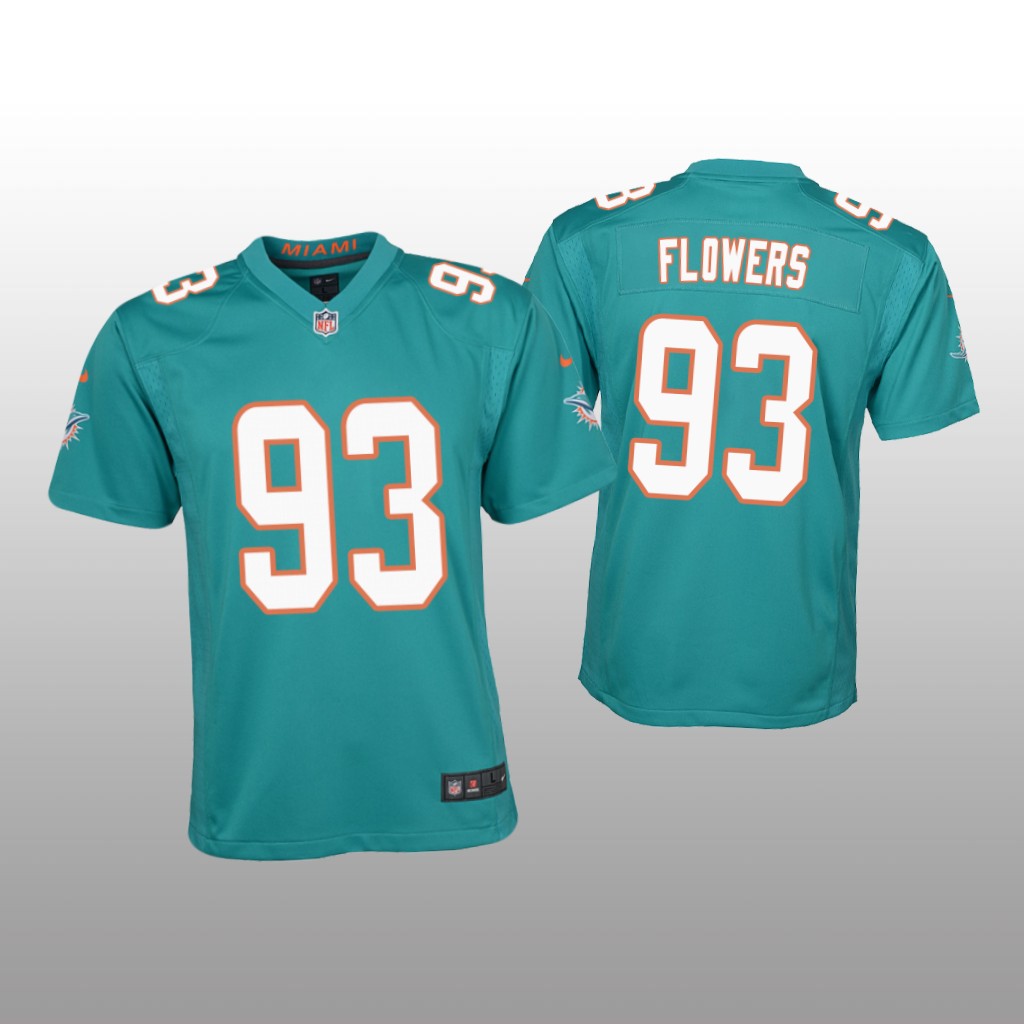 Miami Dolphins Trey Flowers Aqua Jersey Game - Youth
