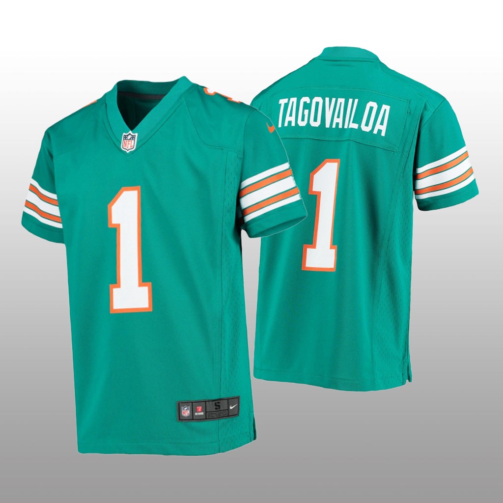 Miami Dolphins Tua Tagovailoa Aqua Jersey Alternate Game - Youth