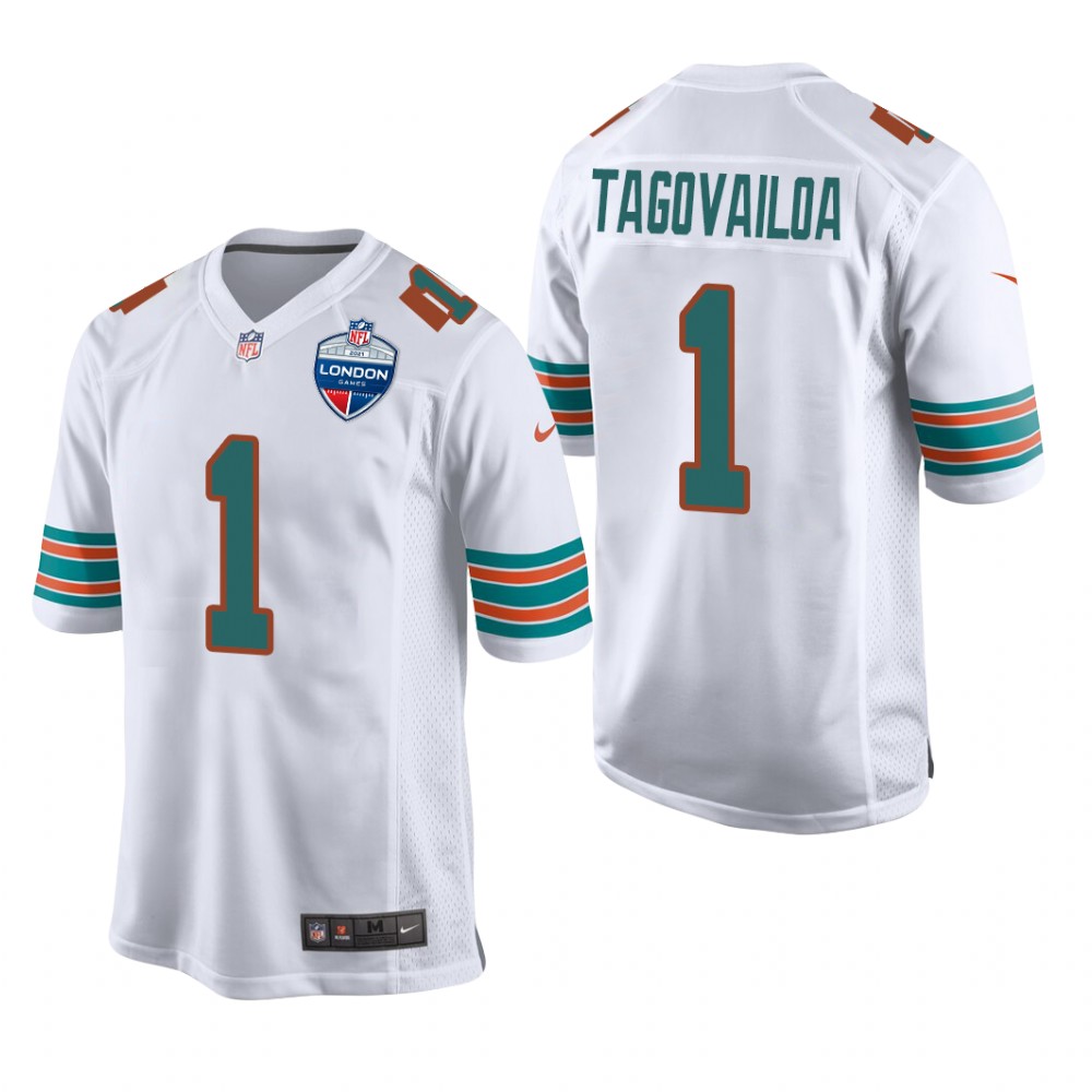 Miami Dolphins Tua Tagovailoa White Jersey 2021 NFL London Game - Men's