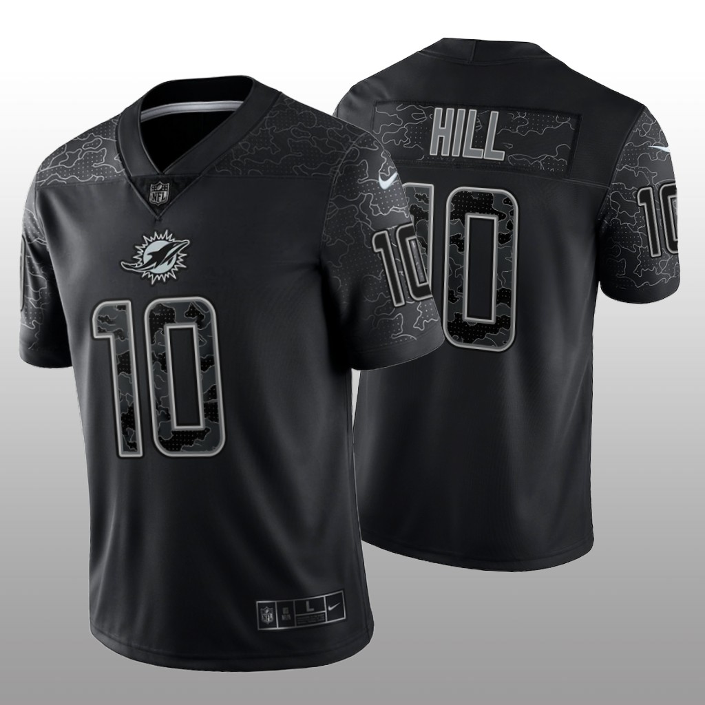 Miami Dolphins Tyreek Hill Black Jersey Reflective Limited - Men's