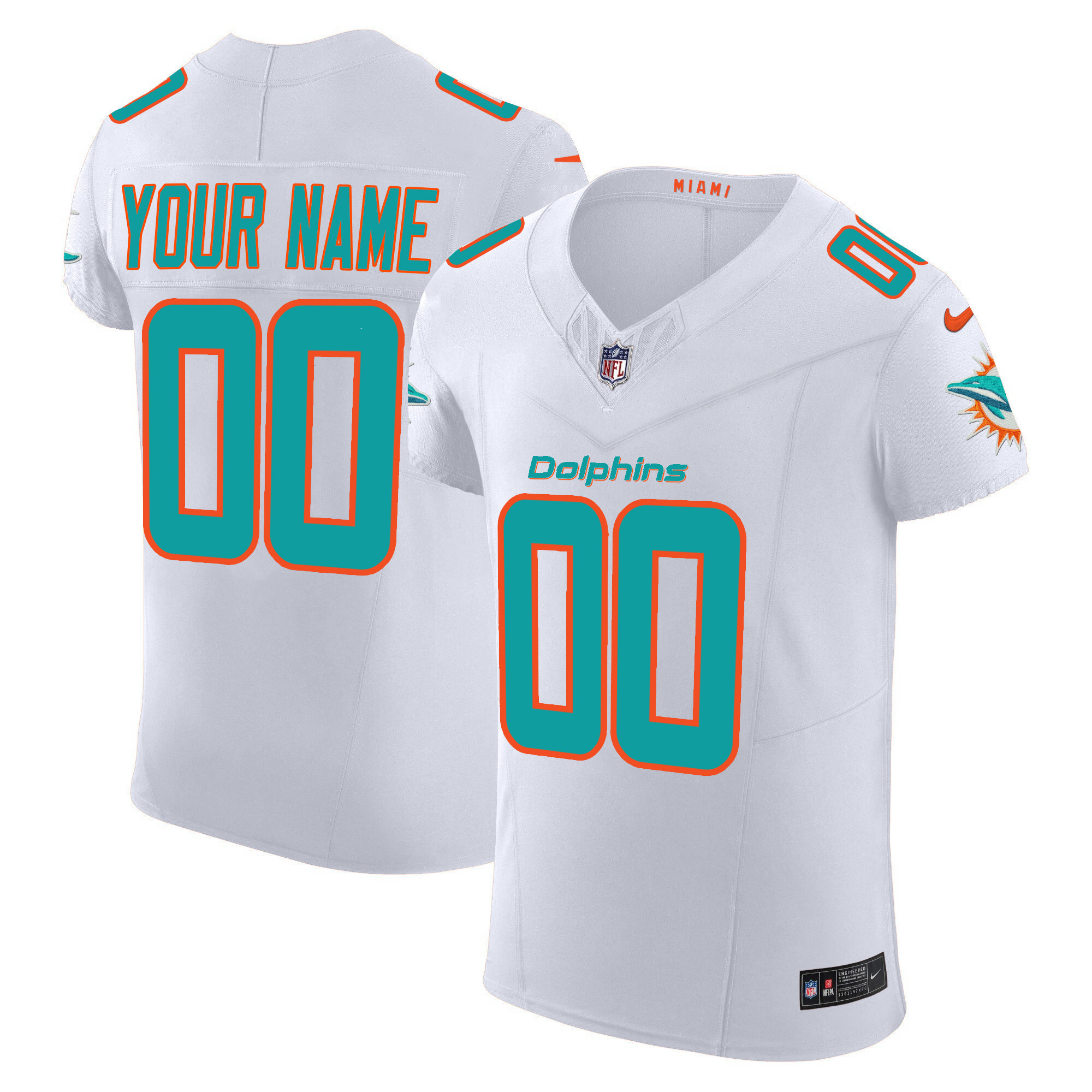 Miami Dolphins Vapor Elite Custom White Jersey - All Stitched 