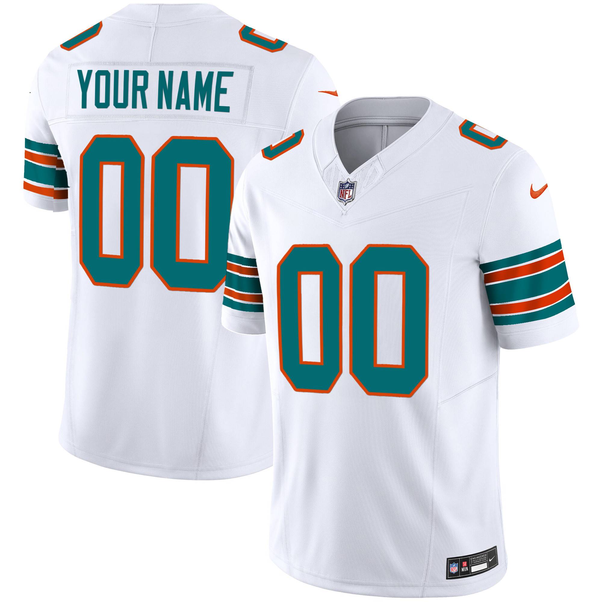 Miami Dolphins Vapor Limited Custom Alternate White Jersey - All Stitched 