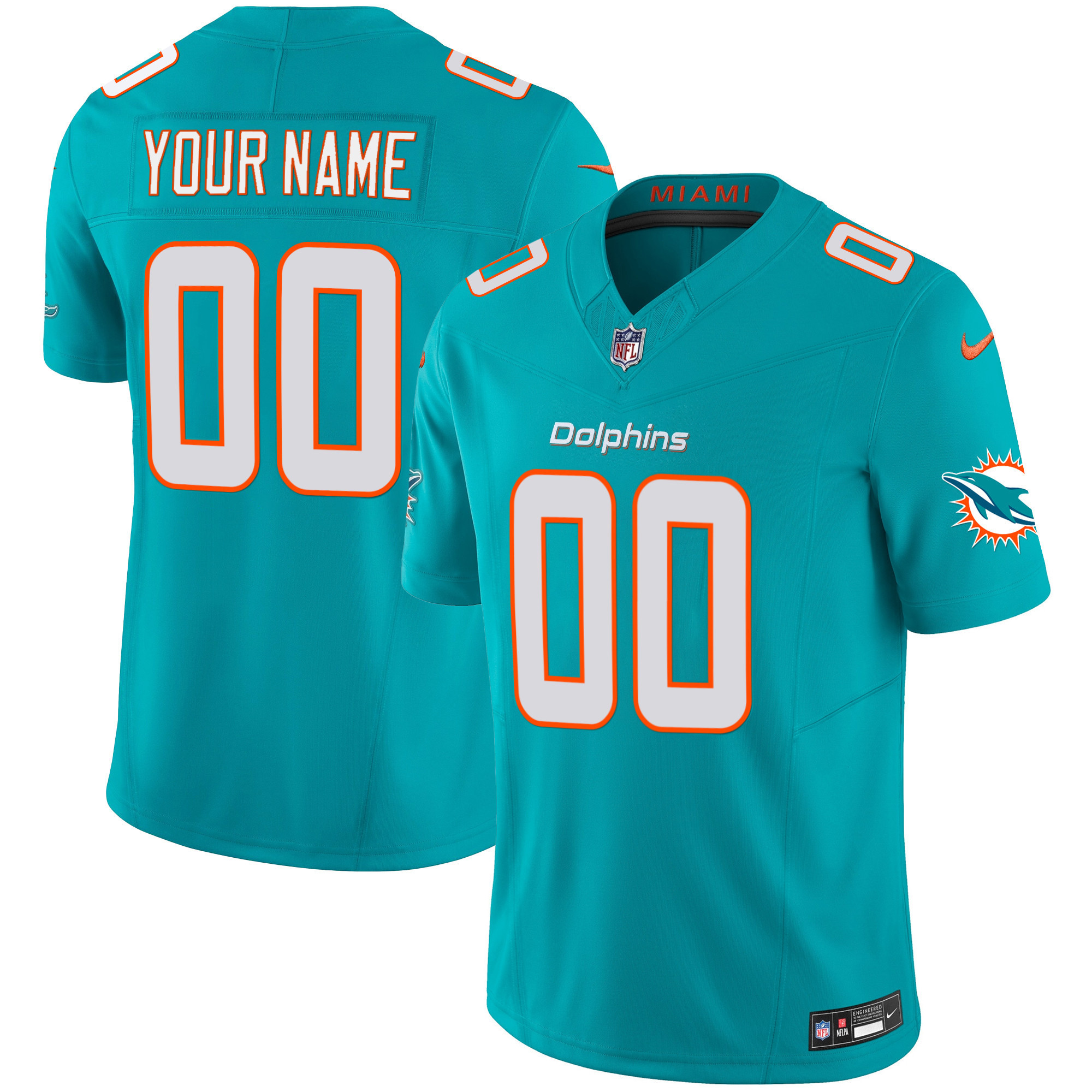 Miami Dolphins Vapor Limited Custom Aqua Jersey - All Stitched 