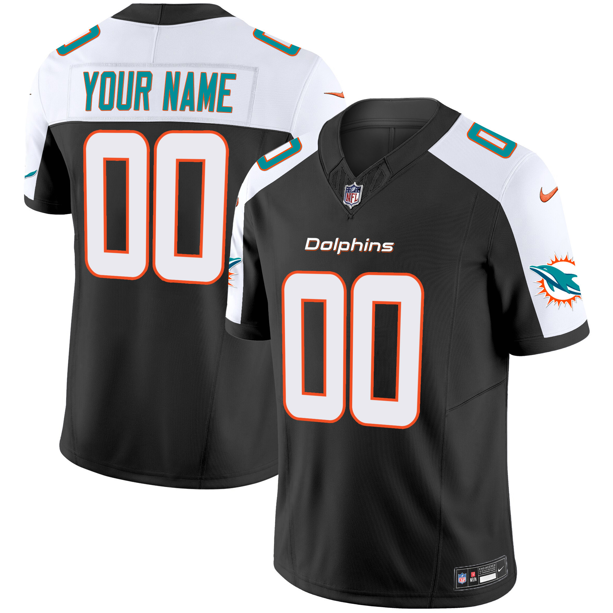 Miami Dolphins Vapor Limited Custom Black Alternate Jersey - All Stitched 