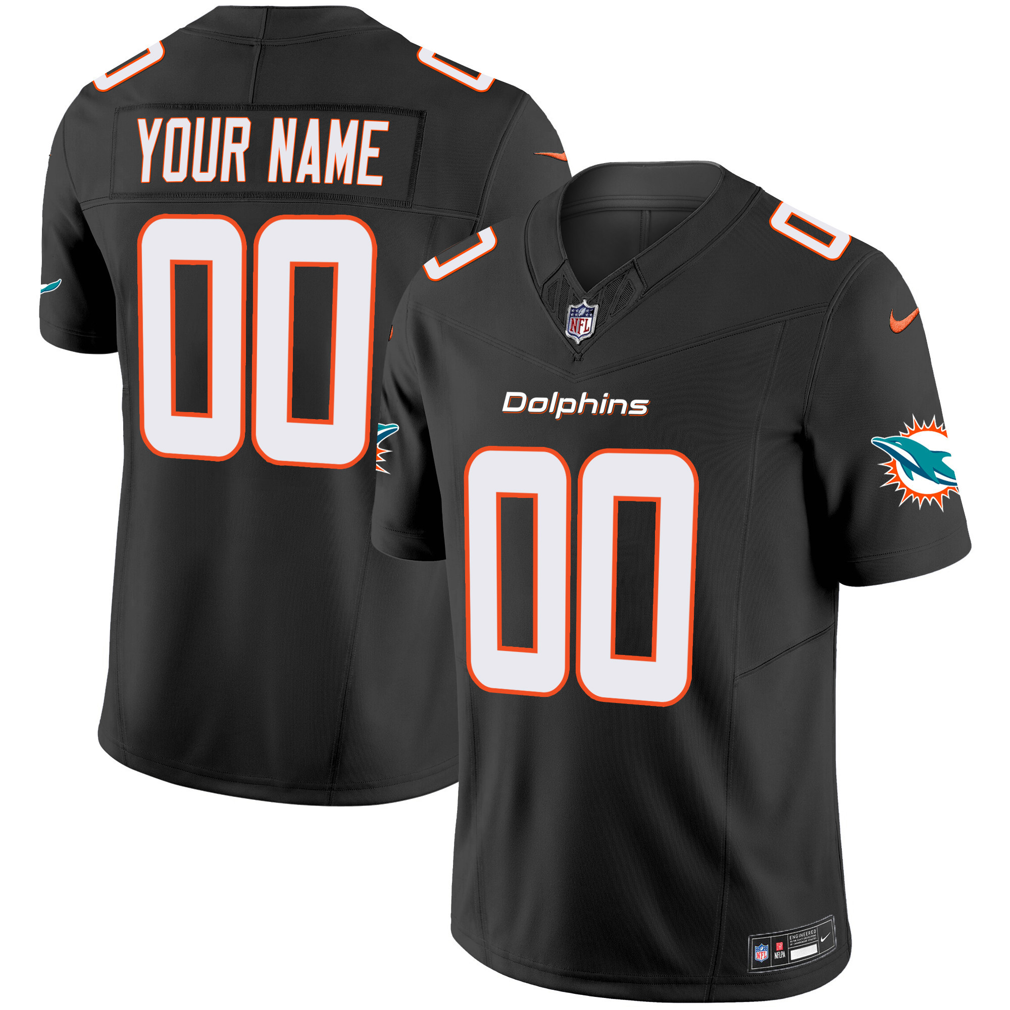 Miami Dolphins Vapor Limited Custom Black Jersey - All Stitched 