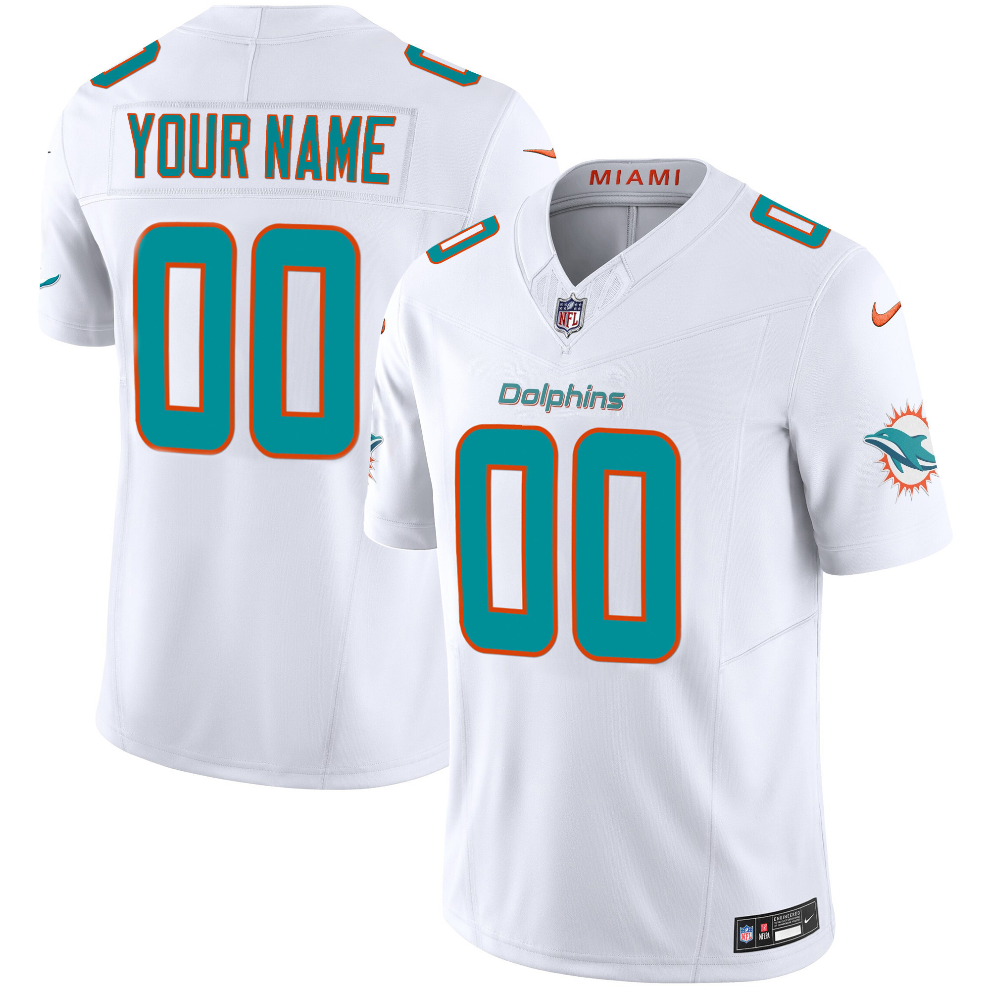 Miami Dolphins Vapor Limited Custom White Jersey - All Stitched 