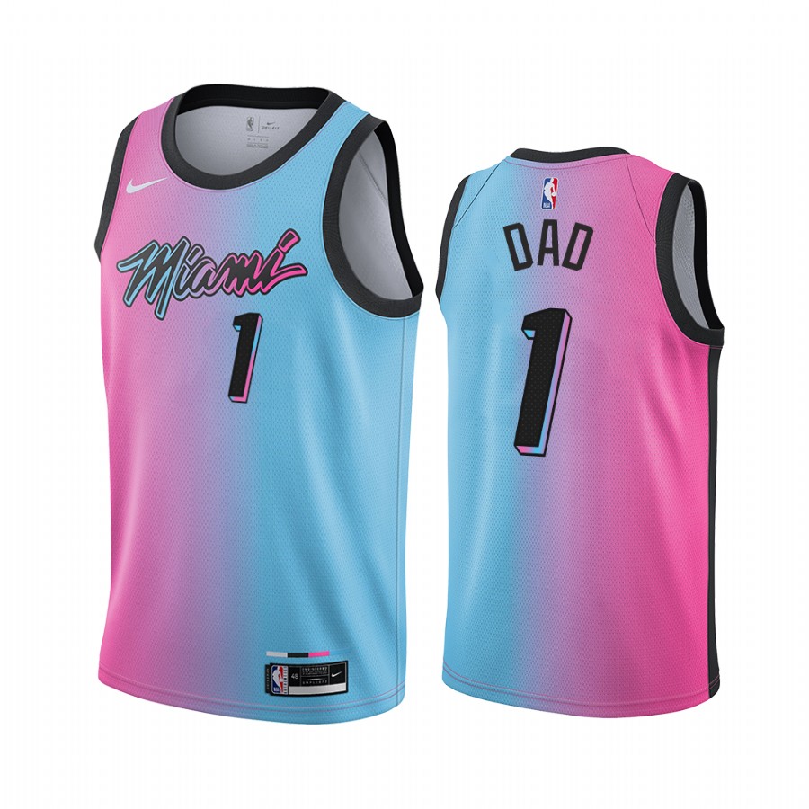 Miami Heat 2021 Fathers Day Blue Pink No.1 Dad Jersey