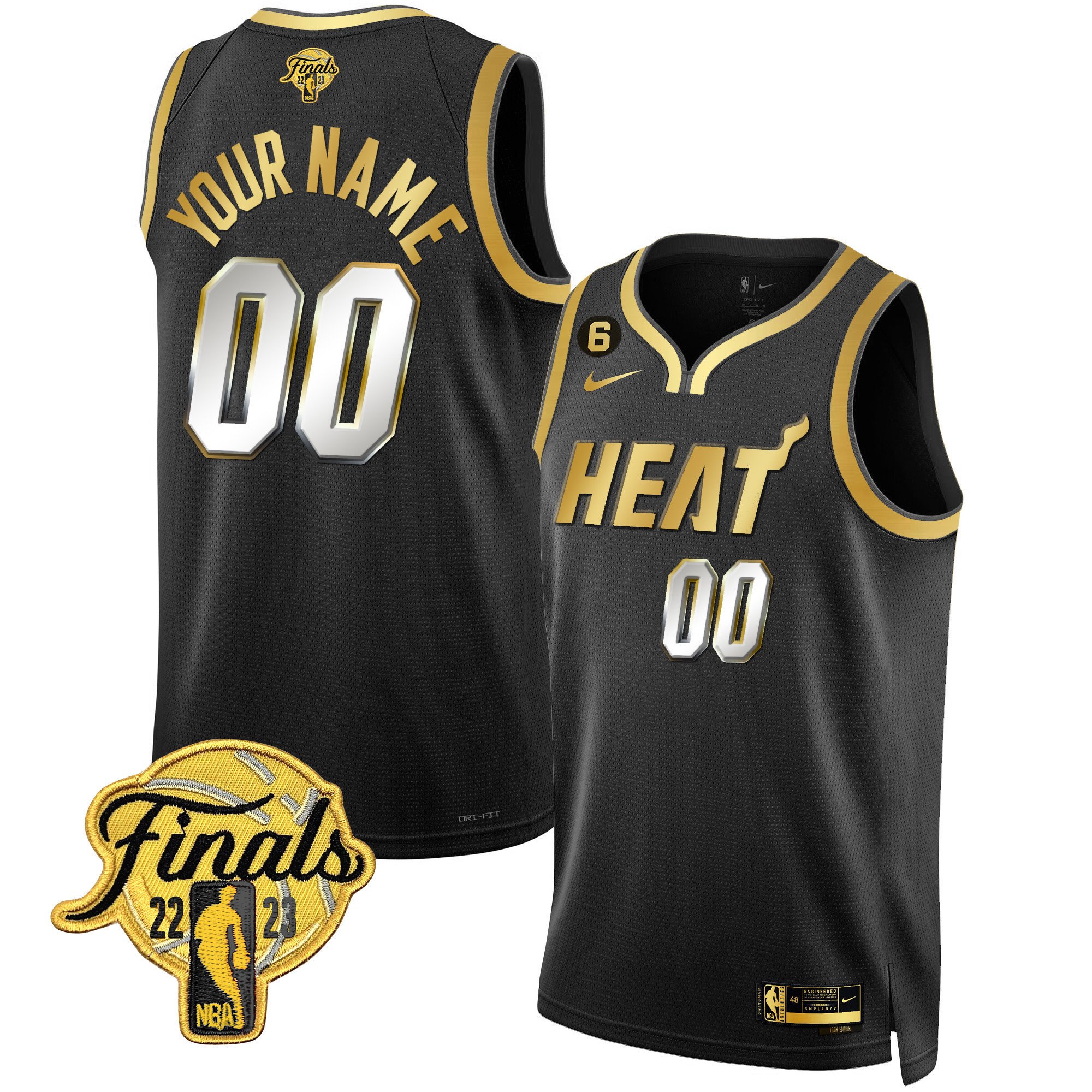 Miami Heat 2023 Finals Patch Collection Custom Black Limited Jersey - All Stitched