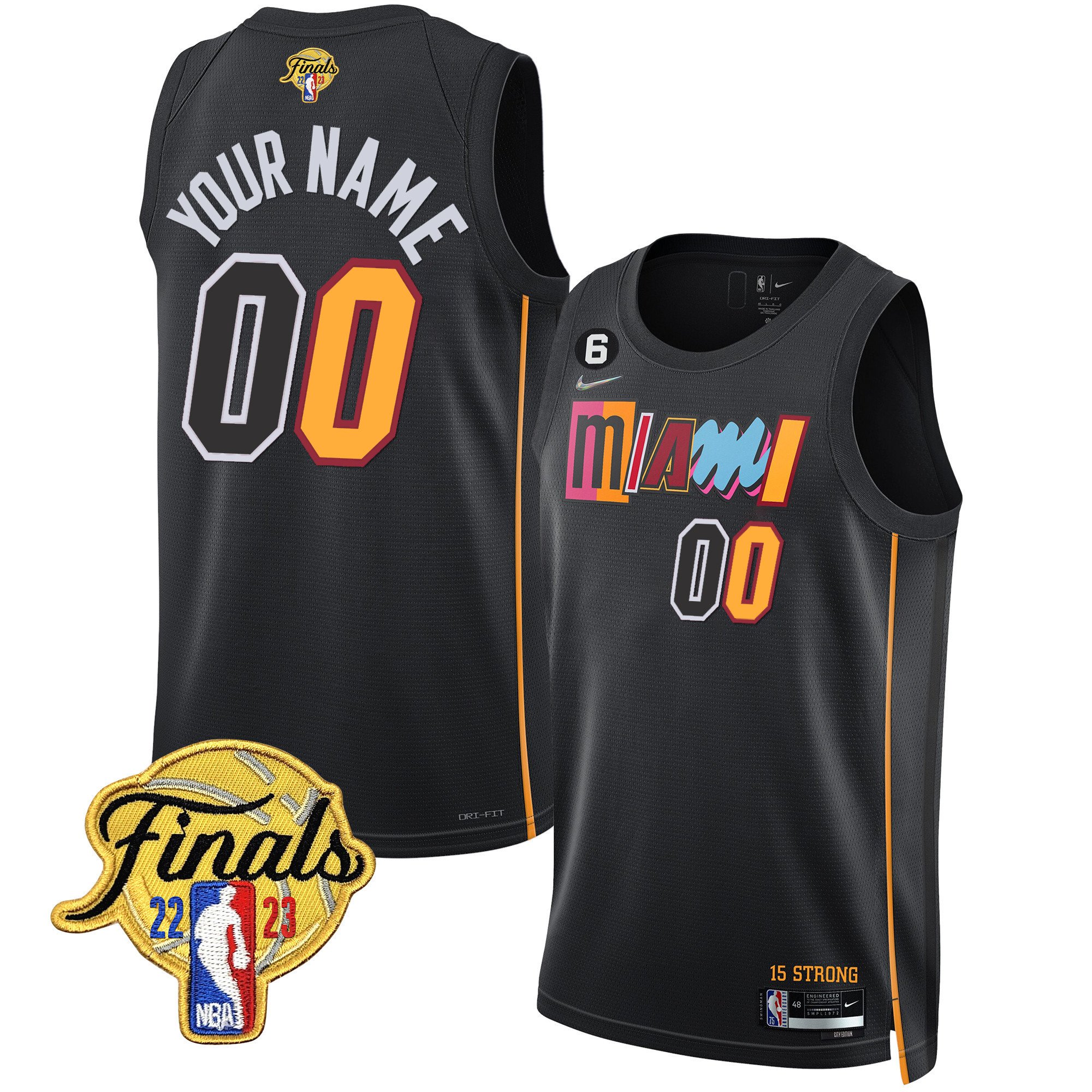 Miami Heat 2023 Finals Patch Collection Custom City Black Jersey - All Stitched