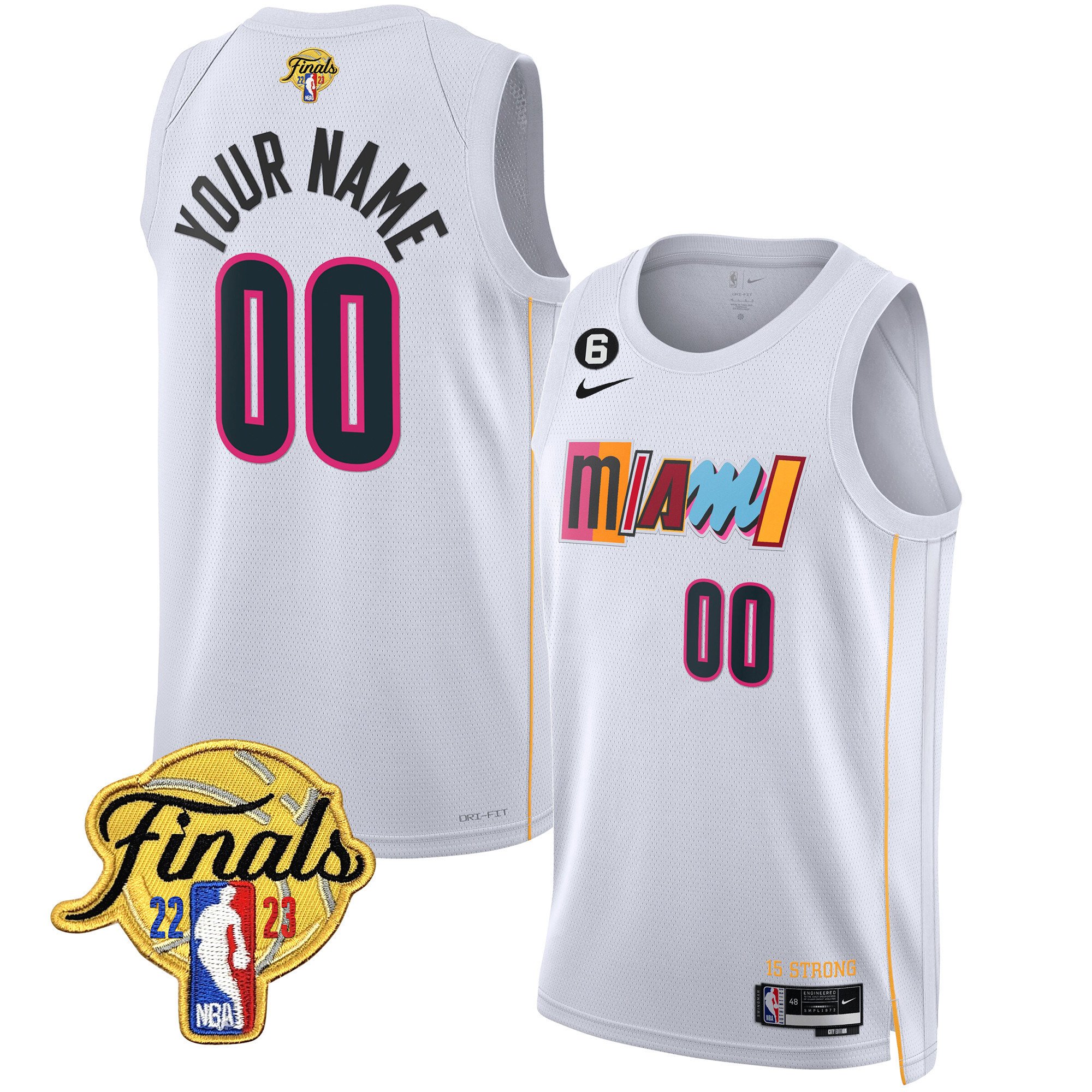 Miami Heat 2023 Finals Patch Collection Custom City White Jersey - All Stitched