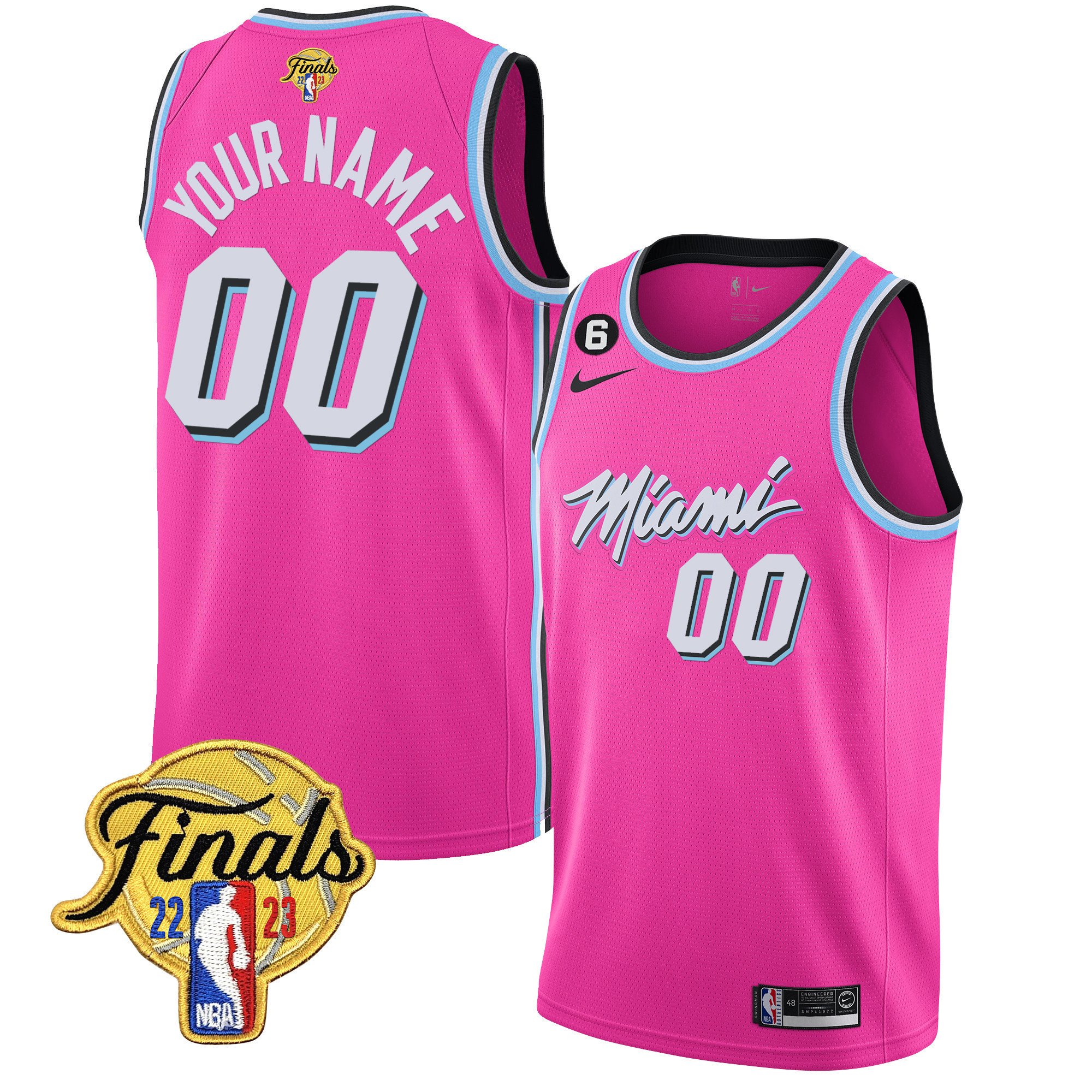 Miami Heat 2023 Finals Patch Collection Custom V5 Pink Jersey - All Stitched
