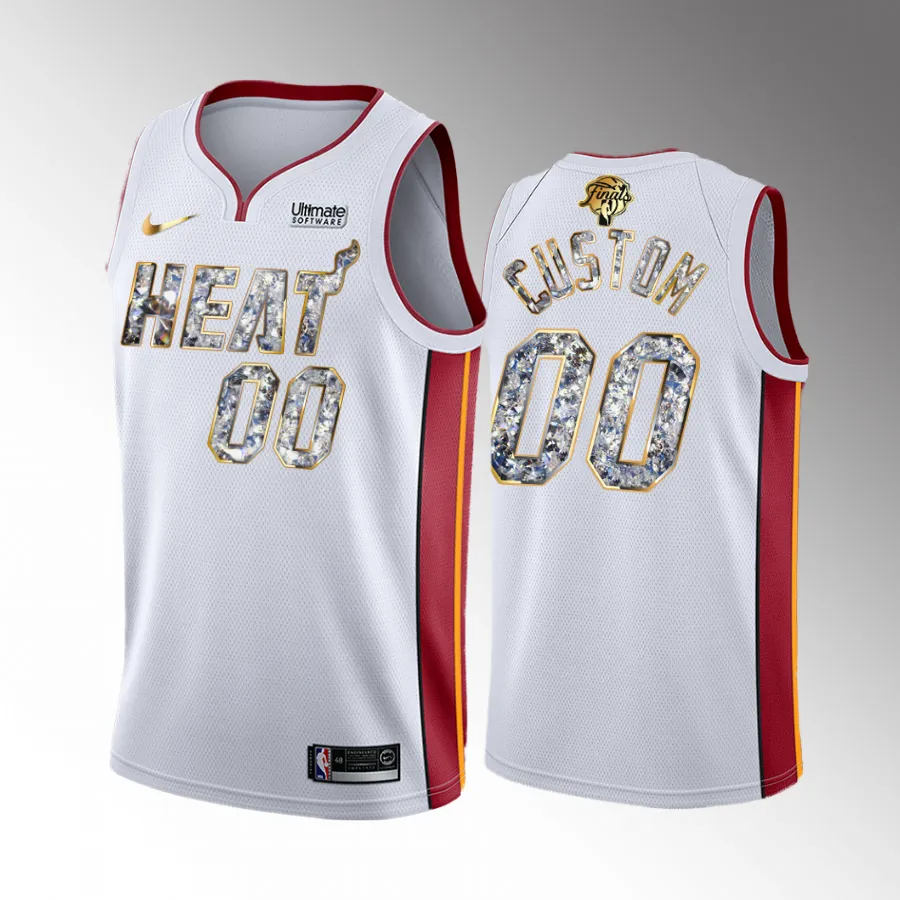 Miami Heat 2023 NBA Finals Custom White #00 Jersey Diamond Edition