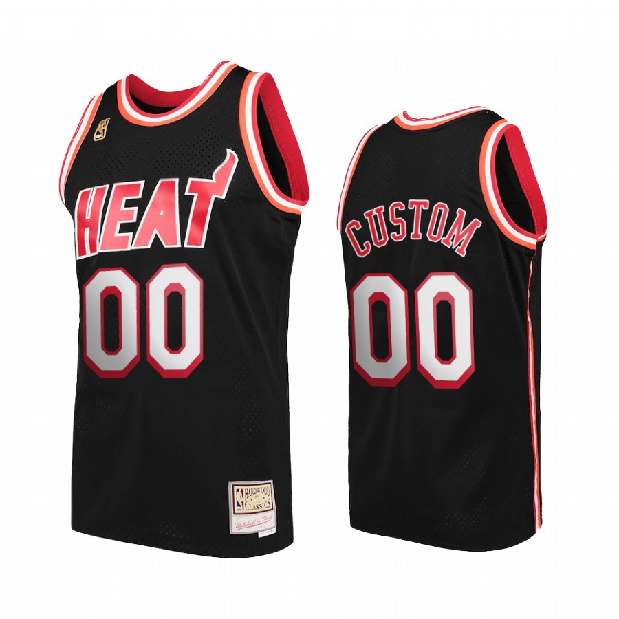 Miami Heat Custom #00 Black Hardwood Classics Jersey