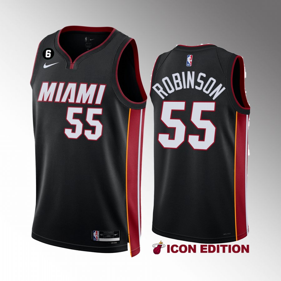 Miami Heat Duncan Robinson 2022-23 Icon Edition Black #55 Jersey NO.6 Patch