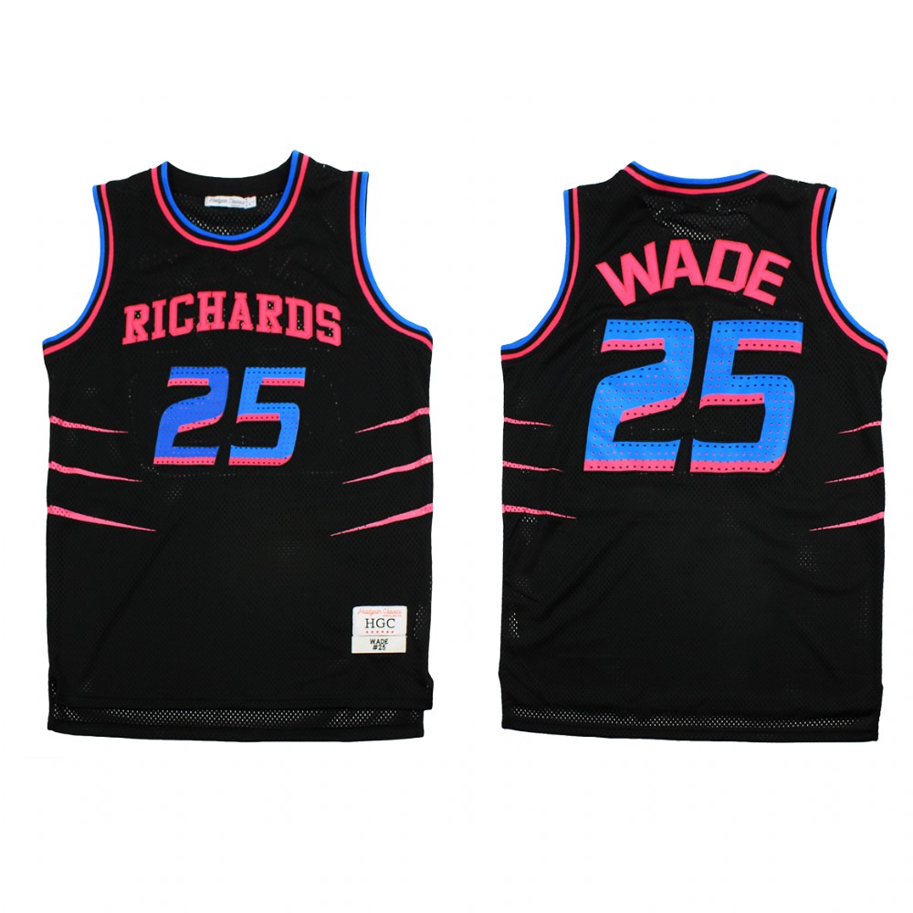 Miami Heat Dwayne Wade Black Alternate Richards High School Jersey