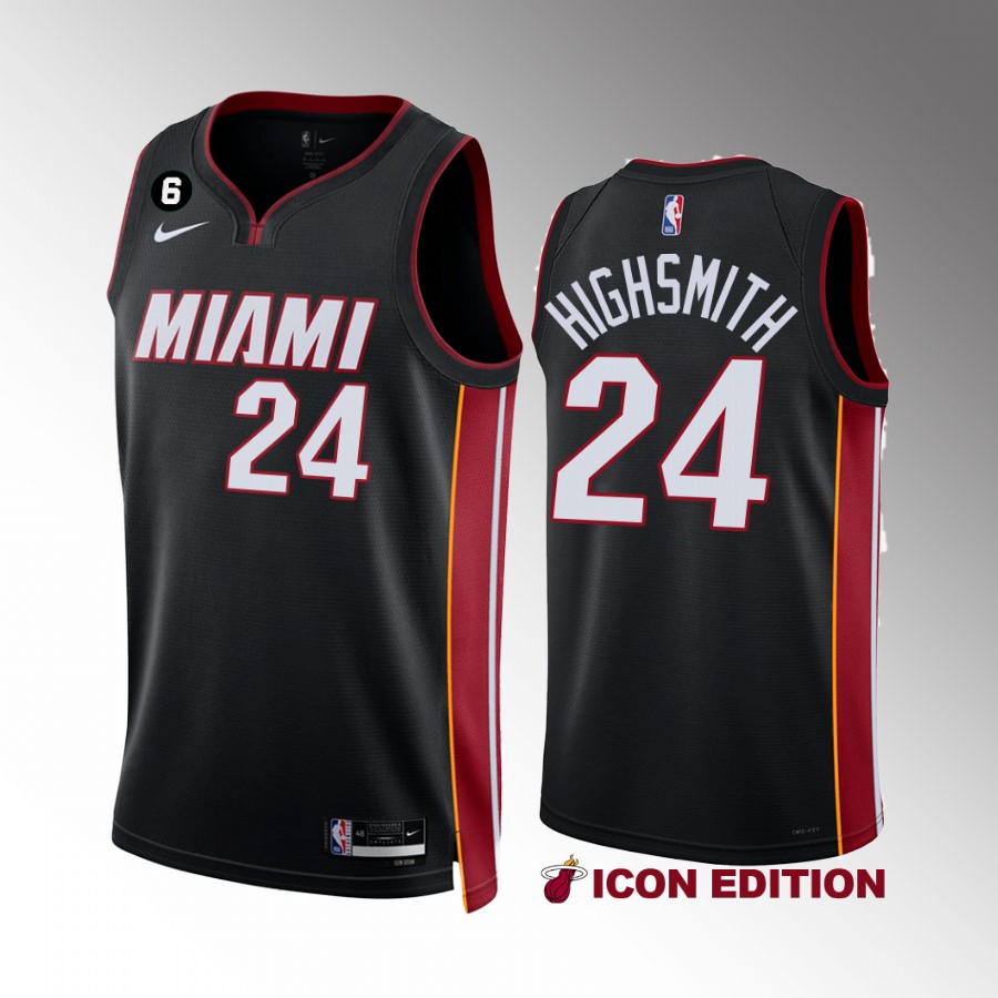 Miami Heat Haywood Highsmith 2022-23 Icon Edition Black #24 Jersey NO.6 Patch