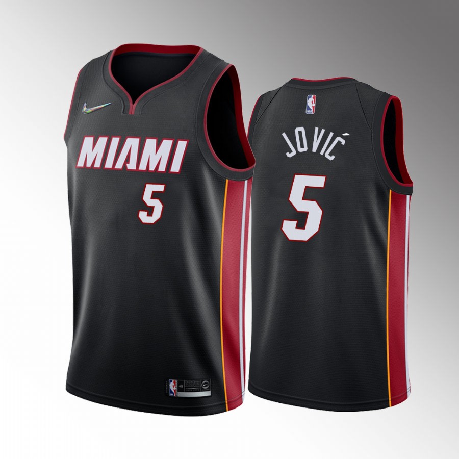 Miami Heat Nikola Jovic 2022 NBA Draft Serbia Black #5 Jersey Icon Edition