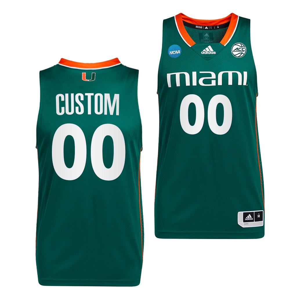 Miami Hurricanes 2023 NCAA March Madness Custom 00 Green Mens Jersey Men