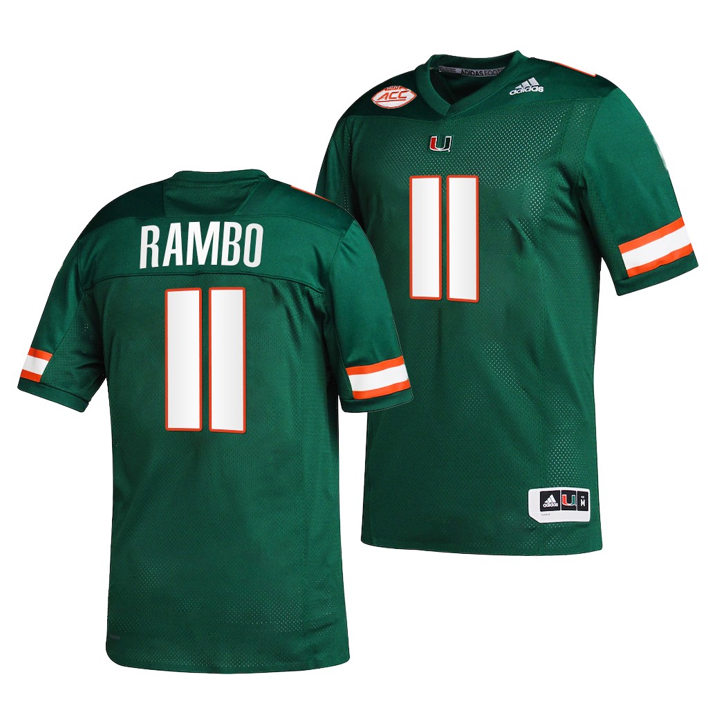 Miami Hurricanes Charleston Rambo 11 Green 2021-22 College Jersey Men