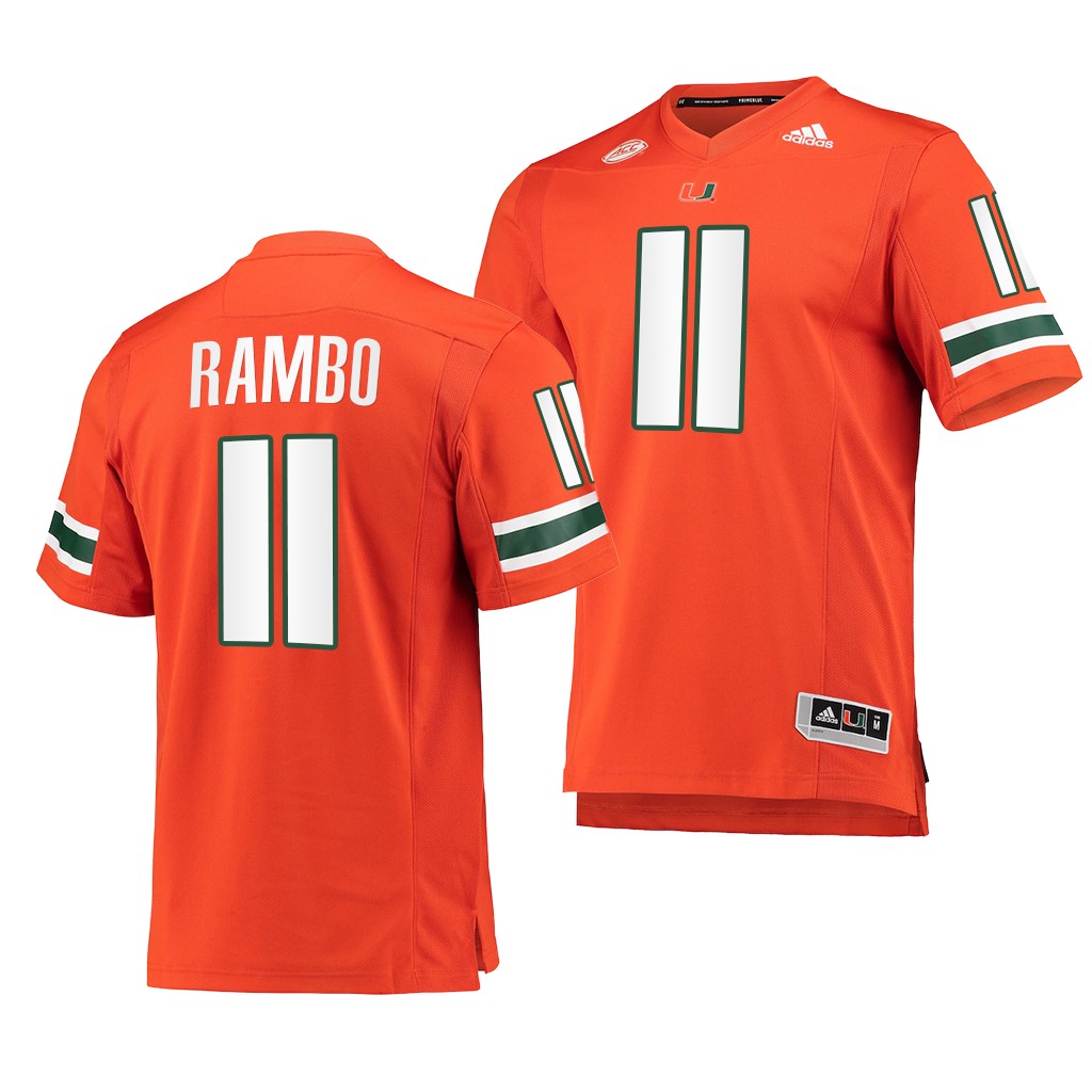 Miami Hurricanes Charleston Rambo 11 Orange 2021-22 College Premier Jersey Men
