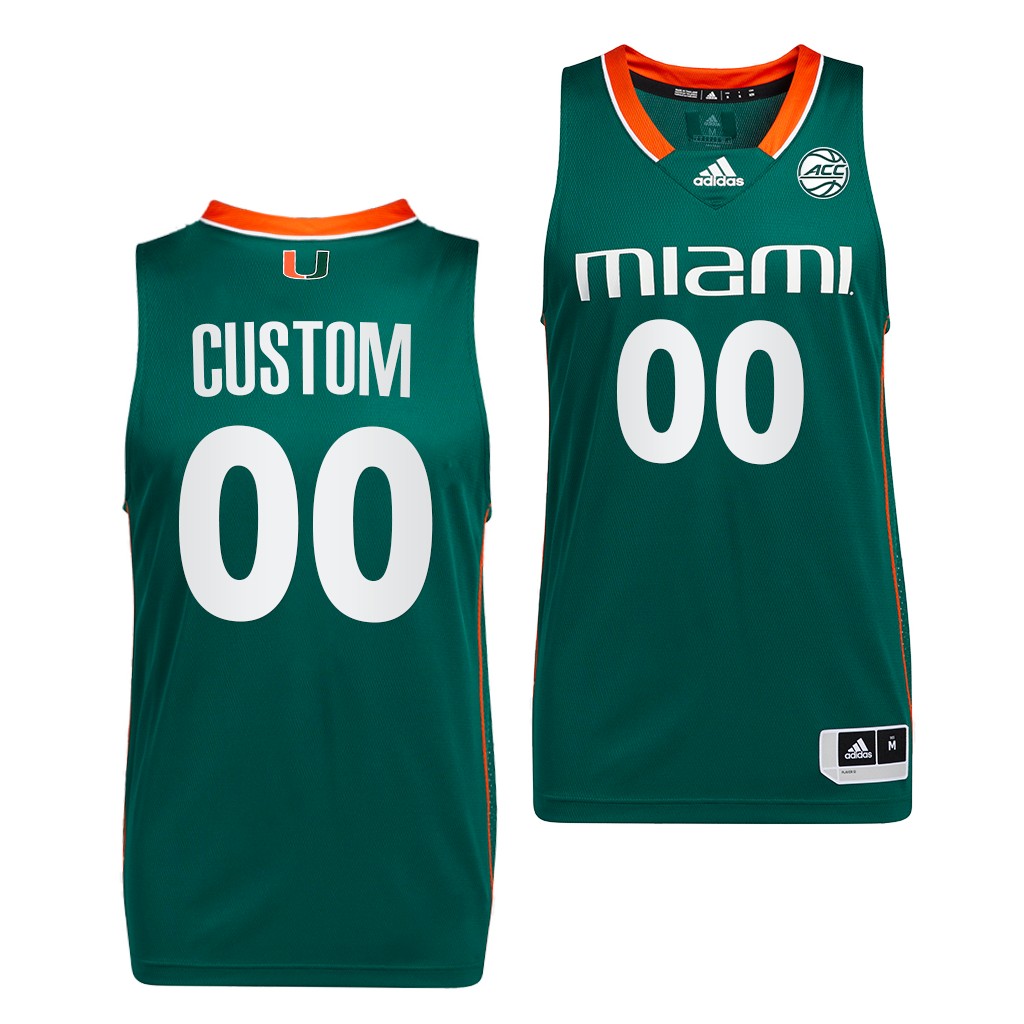 Miami Hurricanes Custom #00 Green College uniform 2022 Jersey